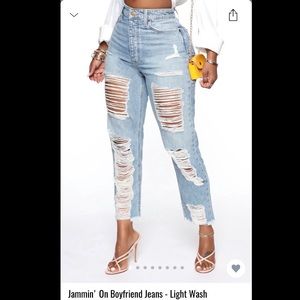Fashion Nova Light Wash Ripped Jeans, never worn